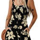 💃Kvinnor Sommar Square Neck Sleeveless Lös Casual Kort Smockad Romper✨