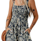 💃Kvinnor Sommar Square Neck Sleeveless Lös Casual Kort Smockad Romper✨