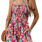 💃Kvinnor Sommar Square Neck Sleeveless Lös Casual Kort Smockad Romper✨