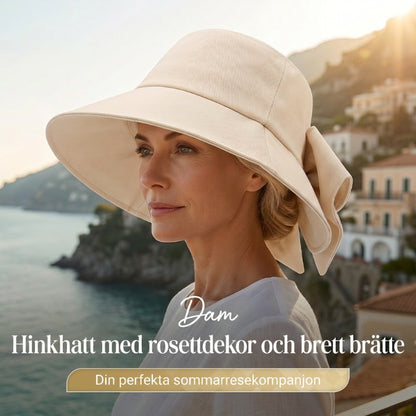 👒 BEGRÄNSAD TID -50% RABATT! ✨ Dam solhatt med bred brätte & rosett – hopfällbar, 360° UV-skydd & andningsbar 👒☀️