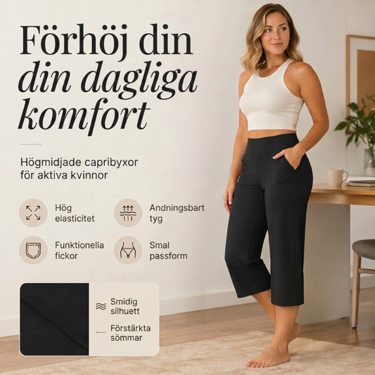 👖 50% RABATT NU! 🌿 Dambyxor med Vida Ben & Korta Ben – Sidfickor & Andningsbart – Mångsidigt & Bekvämt för Alla Tillfällen ☀️