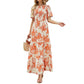 👗 50% RABATT NU! 🌸 Women's Casual Floral Print Maxi Dress – Flutter ärmar, Smockad Hög Midja & Flödande Kjol i lager ✨