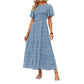 👗 50% RABATT NU! 🌸 Women's Casual Floral Print Maxi Dress – Flutter ärmar, Smockad Hög Midja & Flödande Kjol i lager ✨