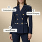 👔50% RABATT👩‍💼Dubbelknäppt kritstrecksrandig kavaj för damer – Skräddarsydd passform, elegant affärsoutfit och premiumtyg för självförtroende✨