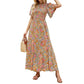 👗 50% RABATT NU! 🌸 Women's Casual Floral Print Maxi Dress – Flutter ärmar, Smockad Hög Midja & Flödande Kjol i lager ✨