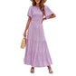 👗 50% RABATT NU! 🌸 Women's Casual Floral Print Maxi Dress – Flutter ärmar, Smockad Hög Midja & Flödande Kjol i lager ✨