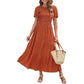 👗 50% RABATT NU! 🌸 Women's Casual Floral Print Maxi Dress – Flutter ärmar, Smockad Hög Midja & Flödande Kjol i lager ✨