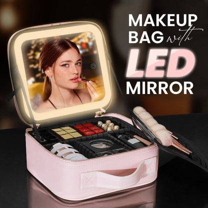🌸 65% RABATT på utvalda produkter🌸 LED-sminkväska med spegel – allt-i-ett för smink, resa & touch-ups, perfekt present 🎁