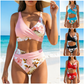 🌸🌿 Bikini-set för damer med blommönster och hög midja 🌊👙