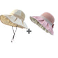 Solhatt med stickad krona & rosett – UPF 50+, formbart brätte & hästsvansvänlig 👒🎀