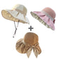 Solhatt med stickad krona & rosett – UPF 50+, formbart brätte & hästsvansvänlig 👒🎀