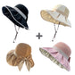 Solhatt med stickad krona & rosett – UPF 50+, formbart brätte & hästsvansvänlig 👒🎀