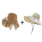 Solhatt med stickad krona & rosett – UPF 50+, formbart brätte & hästsvansvänlig 👒🎀