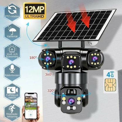 📢📢 51 % RABATT!!! ⏰ Utomhus-Wi-Fi-övervakningskamera 6K 9 MP | 10x zoom, 3 objektiv, 360° PTZ | Vattentät enligt IP66, färgseende i mörker, tvåvägskommunikation, rörelsespårning