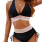 💃Semesterrea 49% OFF💃Magkontroll Färgblock Bikini Set