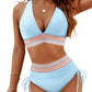 💃Semesterrea 49% OFF💃Magkontroll Färgblock Bikini Set