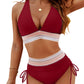 💃Semesterrea 49% OFF💃Magkontroll Färgblock Bikini Set