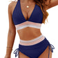 💃Semesterrea 49% OFF💃Magkontroll Färgblock Bikini Set