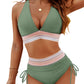 💃Semesterrea 49% OFF💃Magkontroll Färgblock Bikini Set