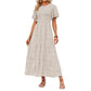 👗 50% RABATT NU! 🌸 Women's Casual Floral Print Maxi Dress – Flutter ärmar, Smockad Hög Midja & Flödande Kjol i lager ✨