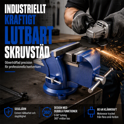 🔧 50 % RABATT NU! 🗜️ Skruvstycke med bred öppning – 80 kN klämkraft, 360° sväng & 90° tilt – perfekt för professionellt metallarbete 🔩
