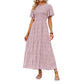 👗 50% RABATT NU! 🌸 Women's Casual Floral Print Maxi Dress – Flutter ärmar, Smockad Hög Midja & Flödande Kjol i lager ✨