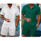 CASUAL STYLE✨Löst sittande kortärmad skjorta och shorts för herr, 2-delat set