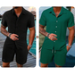 CASUAL STYLE✨Löst sittande kortärmad skjorta och shorts för herr, 2-delat set