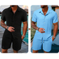 CASUAL STYLE✨Löst sittande kortärmad skjorta och shorts för herr, 2-delat set