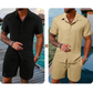 CASUAL STYLE✨Löst sittande kortärmad skjorta och shorts för herr, 2-delat set
