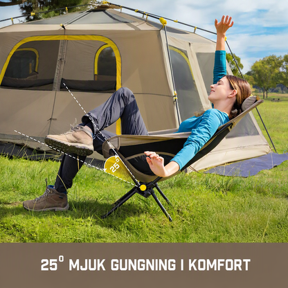🪑 Campingstol, bärbar och lätt, bekväm, hopfällbar gungstol med bärväska för camping, vandring, uteplatsen, fiske, maxbelastning upp till 113 kg, campingstol, hopfällbar stol