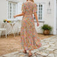 👗 50% RABATT NU! 🌸 Women's Casual Floral Print Maxi Dress – Flutter ärmar, Smockad Hög Midja & Flödande Kjol i lager ✨