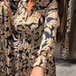 🔥Höst- och vinterspecial💖Blommig skjortklänning i vintagestil med knappar i midjan