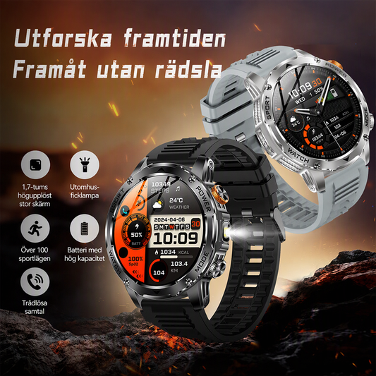 ⌚ 50 % RABATT NU! 🔦 1000mAh smart Bluetooth-sportklocka – lång batteritid, 100+ sportlägen & LED-ficklampa – perfekt för aktiva livsstilar 🏃