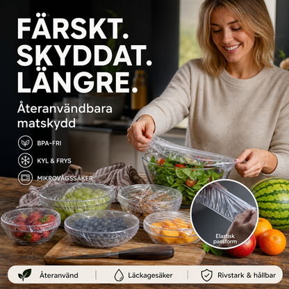 🔥 Återanvändbara matförvaringspåsar – Tättslutande, miljövänliga, perfekt för förvaring av livsmedel i kyl och frys 🥦🍎