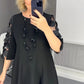 💖Utsvängd oversized klänning med prickigt mönster