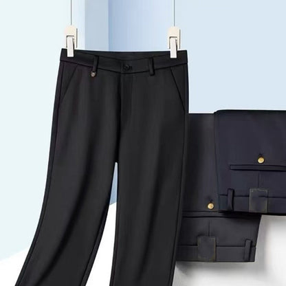 Herr raka byxor med hög stretch – elegant passform & rörelsefrihet – perfekt från kontor till afterwork 👖💼