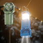 Solcellsdriven LED-lampa med starkt ljus och fläkt för utomhusbruk