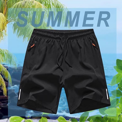 🔥50% RABATT NU!🔥  Herrars elastiska sommarshorts – Andningsbara, dragkedjefickor & stretchig passform – Perfekta för sport, resa eller varma dagar – bekväma och praktiska ☀️