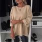 Klassisk stickad topp – trekvartsärm med knappdetalj 👚✨