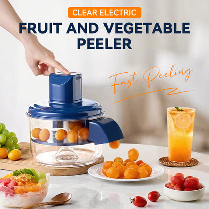 🧄 60% RABATT! 🍇 Transparent Elektrisk Frukt- & Grönsaksskalare – 5 Blad & Snabb Skalning – Perfekt för Köket – Enkel Rengöring 🍎