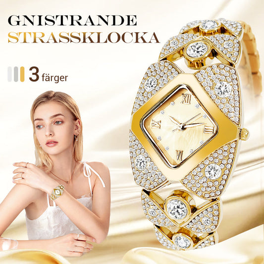Retro Kvartsklocka med Gnistrande Strass
