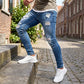 🔥🎁Nyhet 50 % RABATT🔥Snygga slitna skinny jeans för män