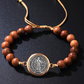 Unisex Adjustable Wooden Beads St Benedict Bracelet