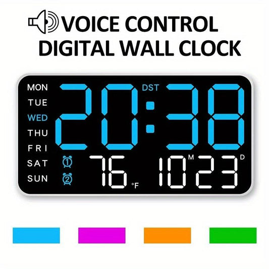 🔥Stor digital väggklocka med LED-display, datumvisare och termometer, perfekt present till äldre, dekoration för vardagsrummet och sovrummet