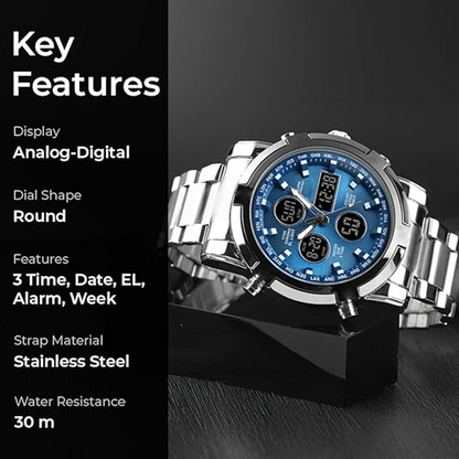 Militärklocka för män – analog-digital med 48 mm urtavla & 30 m vattentålighet ⌚💪