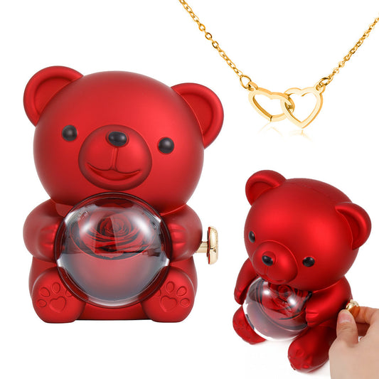 Graverat Hjärthalsband med Evighetsros - Krambjörn Smyckesskrin - Sterling Silver 18K Guldplätering