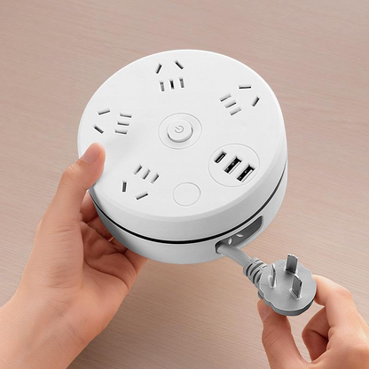 🔌50% RABATT🔋Utdragbar Grenuttag med Krok och USB-portar – 5 Uttag, 3 USB-portar & Säker Överbelastningsskydd🏠