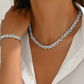✨ Justerbart strass blad-länk set – halsband & armband, eleganta & gnistrande ✨🍃