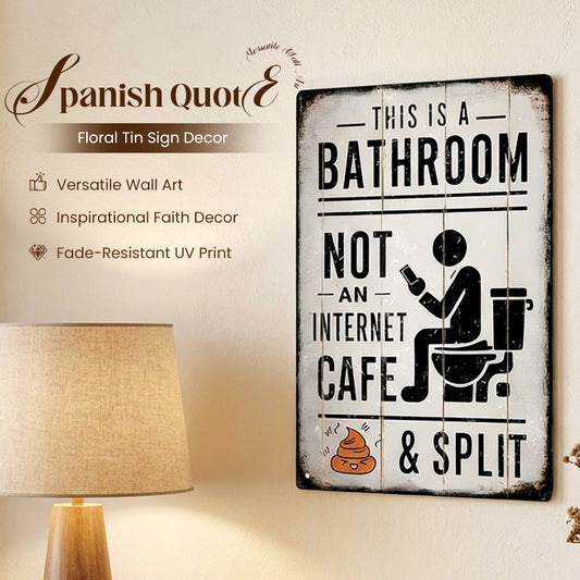 🚽 50% RABATT! 🧻 Vintage Plåtskylt – "Detta Är Ett Badrum, Inte Ett Internetcafé" & "Split" Skylt, Rolig Väggdekoration för Badrum & Toalett 🏠